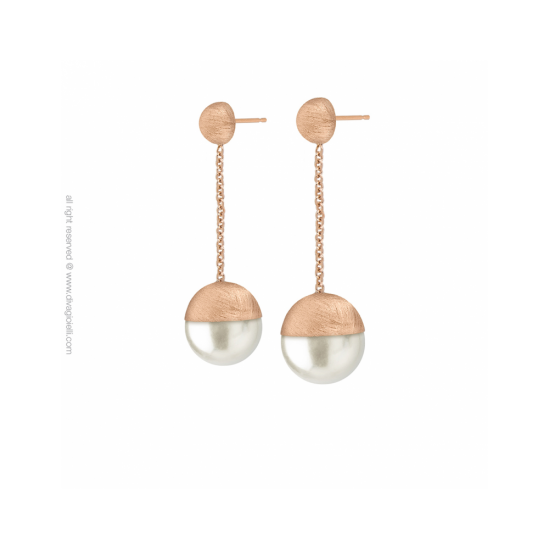 17568RM - Luce Shell Pearl Earrings ø 14 mm. rose gold scratched