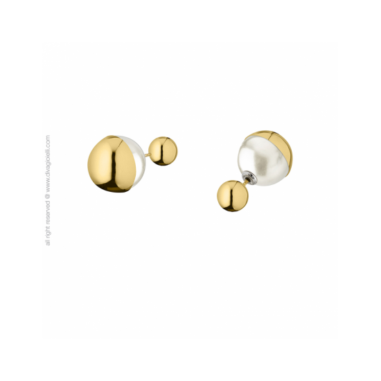 17570GP - Eclisse Earrings. boule and shell pearl. gold plated shiny.