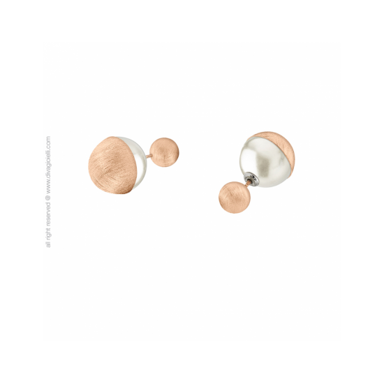 17570RM - Eclisse Earrings. boule and shell pearl. rose gold scratched