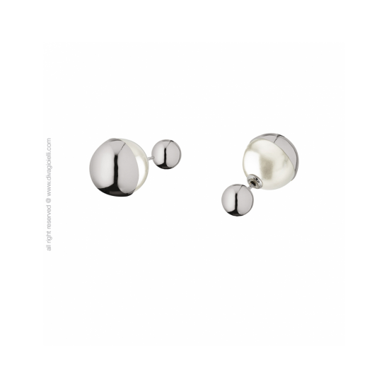 17570ZP - Eclisse Earrings. boule and shell pearl. rhodium shiny. pair