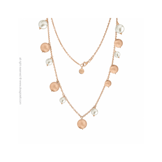17571RM - Luce Shell Pearl Necklace. boule. rose gold scratched