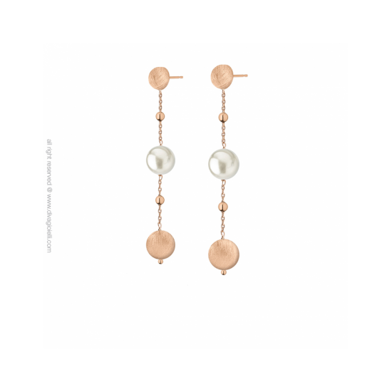 17574RM - Luce Shell Pearl Earrings. boule. rose gold scratched