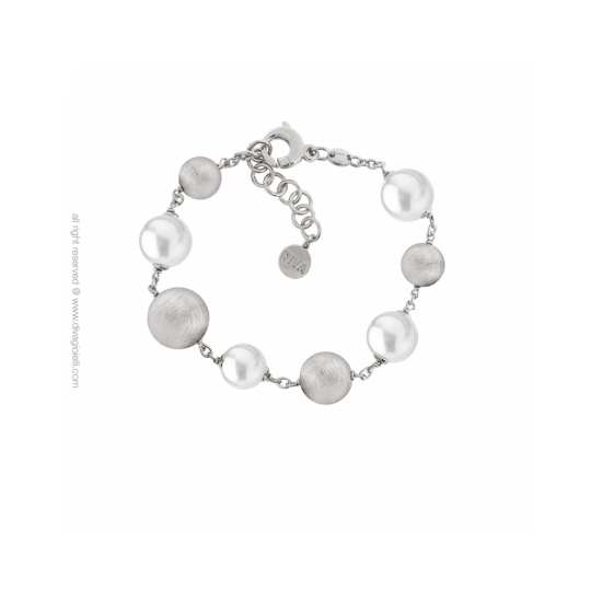 17578ZM - Luce Shell Pearl Bracelet. boule. rhodium scratched