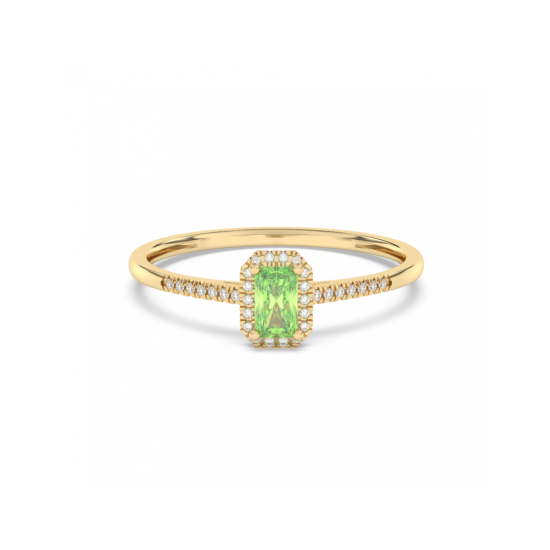 40-RMDEKE02-0,38-0,08 GR.GRAN - MDE ring met een Groene Granaat van 0,38crt en tot. 0,08crt Diamant